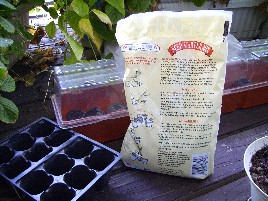 seed starting mix and trays